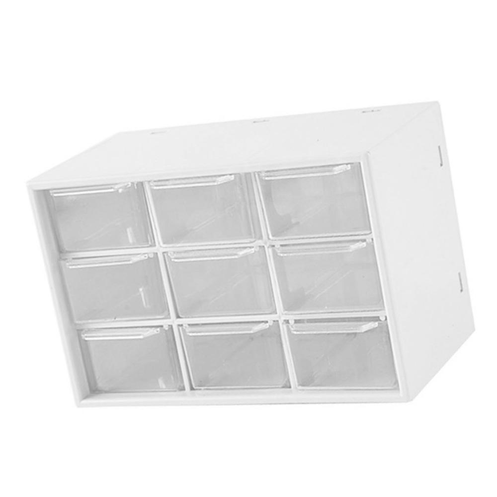 Nine Square Grid Desktop Organizers White Storage Case Makeup Containers  Office Use