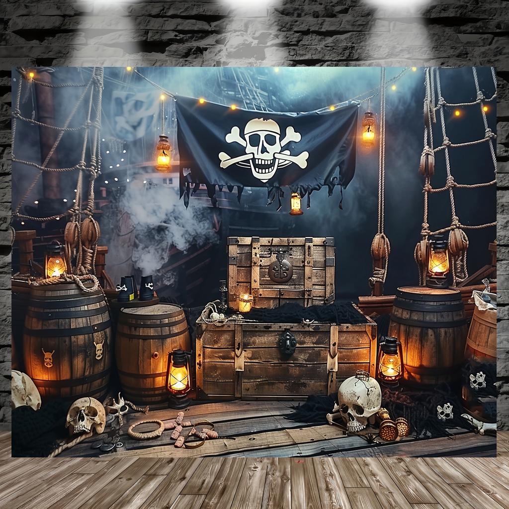 Pirate themed polyester photography background, perfect for teenage birthday parties, indoor/outdoor decoration