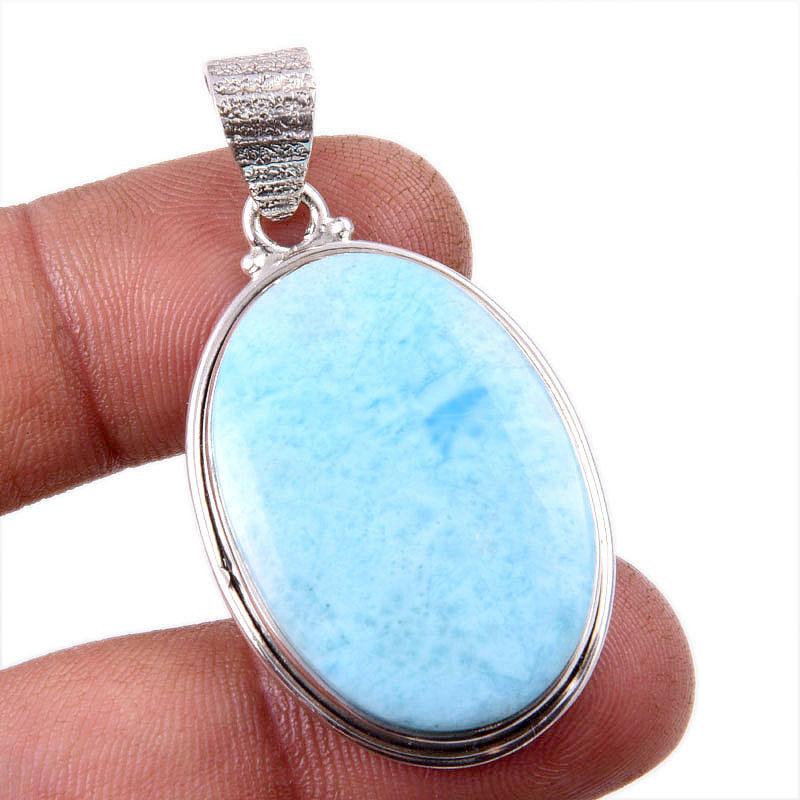 

Natural Republic Larimar Gemstone 925 Solid Sterling Silver Pendant 1.75 P7k30