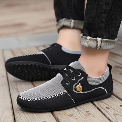 Mens Loafers Slip On Casual Shoes for Male New Breathable Canvas Driving Flats Comfortable Mocassins Non Slip Plus Size