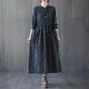 Loose Women's Floral Lace Up Cotton and Linen Dress