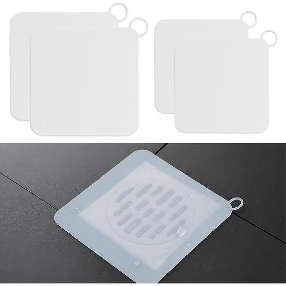 4 Pieces Silicone Tub Stopper Floor Drain Cover Shower Drain Cover Floor Sewer Anti-Odor Mat Deodorizing Drain Plugs for Kitchen Bathroom Laundry