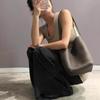 Borsa a Secchiello TR di Nicchia Haute Couture da Donna in Pelle di Vacchetta di Primo Strato Minimalista di Alto Senso Portatile Grande Capacità Borsa a Spalla Tote per il Pendolarismo