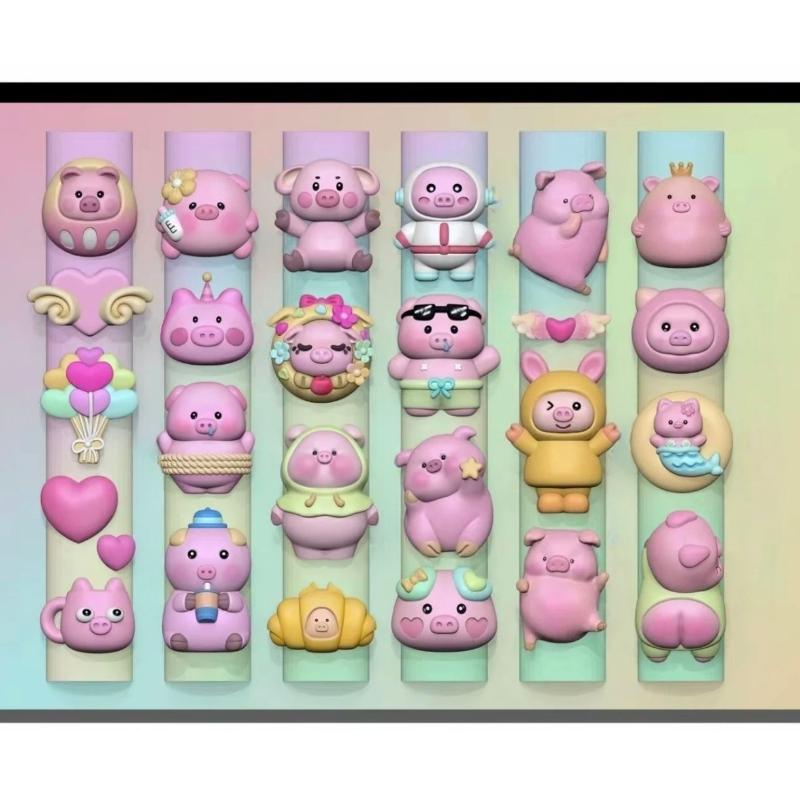 Cute Pig 3D Silicone Nail Mold Retro Flower Vase Chinese Style Candle Holder Transparent Nail Templates Diy Manicure Design Tool