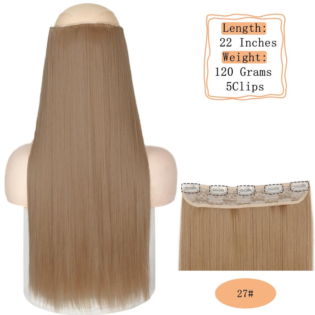 MERISIHAIR Langt rett syntetisk hårforlengelse 5 klips inn høytemperatur 22 tommer 120 g fiberhår for kvinner