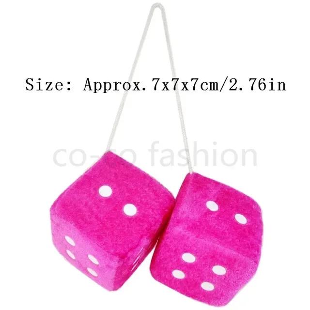 Fuzzy Dice Dots Rear View Mirror Hanger Decoration Car Styling Accessorie Fluffy Stuffed Decoration Amagi