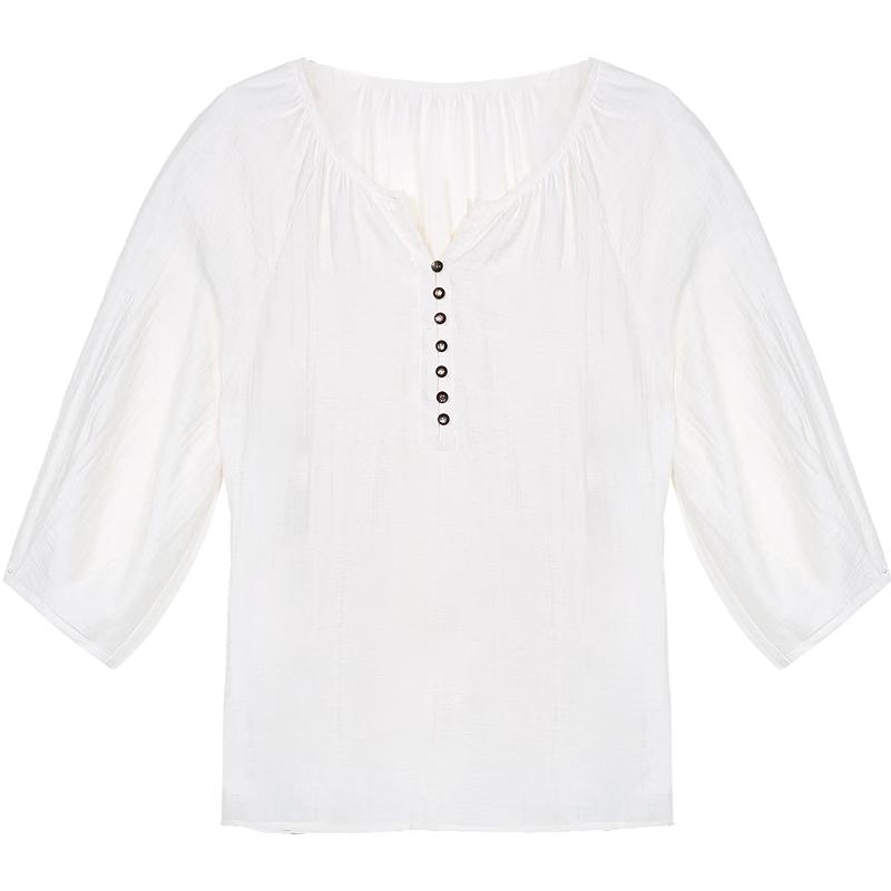 Betu Women s Linen Blend Raglan 3/4 Sleeve Shirt M