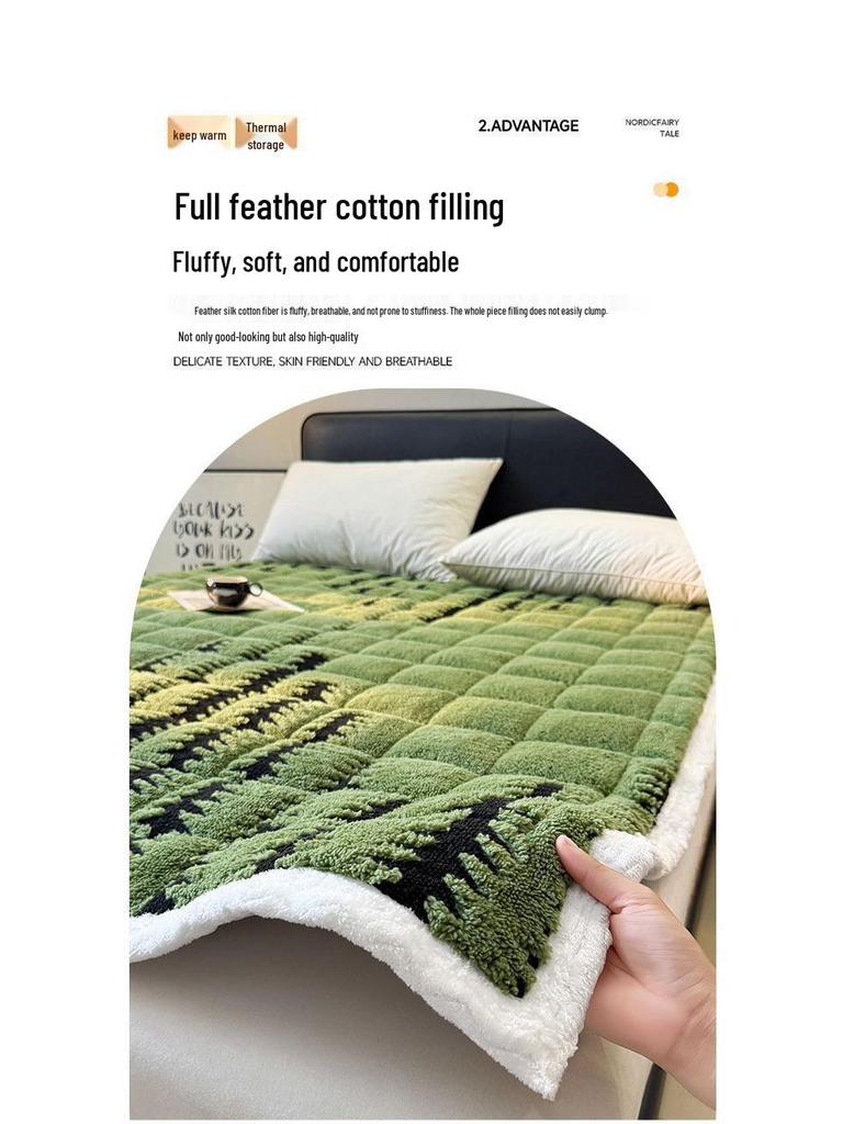Zimní sametová podložka na matraci G5Z - Silný coral fleece topper pro studentskou postel