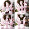 Christmas Plush Figurines Set With Glitter Fabric For Holiday Decor And Gift Giving