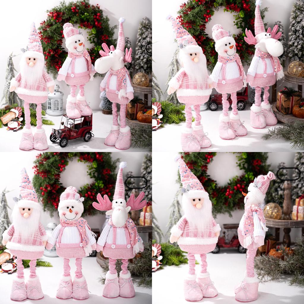 Christmas Plush Figurines Set With Glitter Fabric For Holiday Decor And Gift Giving
