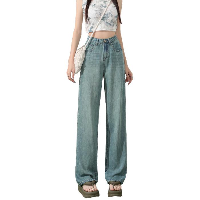 Jeans for Women In Summer Thin Loose Drooping Ice Silk Wide-leg Pants for Women In Summer Straight Pants for Women In Summer
