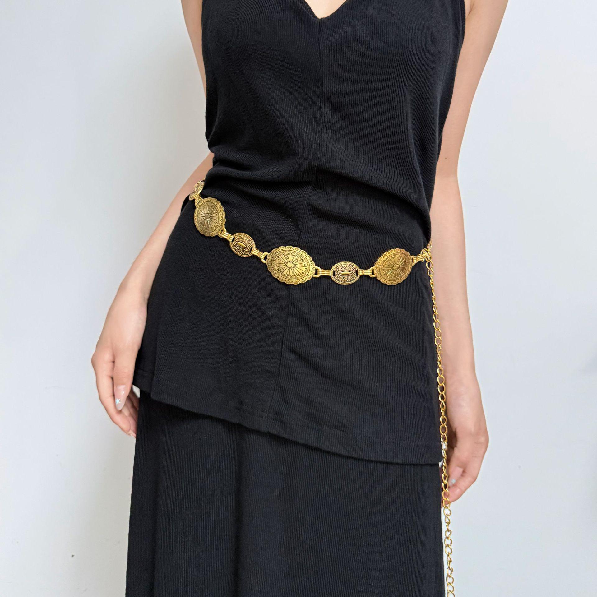 

2025 Американская богемная многослойная металлическая поясная цепочка для женщин - Ретро горячий стиль, не выцветает