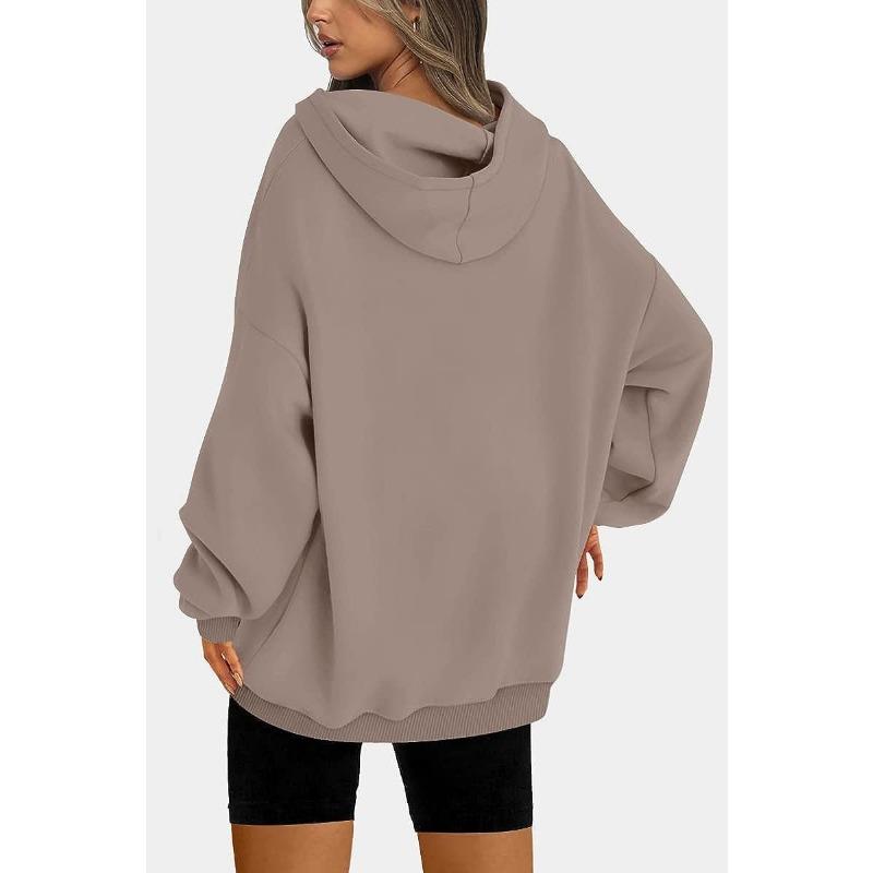 Women's Fashion Casual Solid Color Print Long Sleeve Hooded Hoodies & Sweatshirts