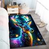 Dreamlike Glowing Deer with Butterflies Carpet for Living Room Bedroom Bedside Floor Mat Cloakroom Children Play Mat Area Rug