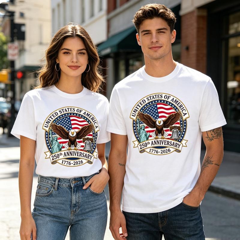 USA 250th Anniversary 17762026 T Shirt Retro American Flag Eagle Graphic Tee Unisex Unisex Soft Cotton Crew Neck Short Sleeve