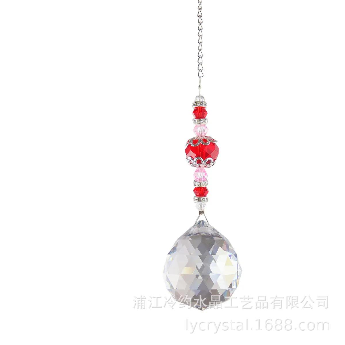 

Sun Catcher Crystal Chandelier Decor Stained Glass Ball Hanging Pendant Light Catcher Reflective Home Garden Courtyard Decor червоний
