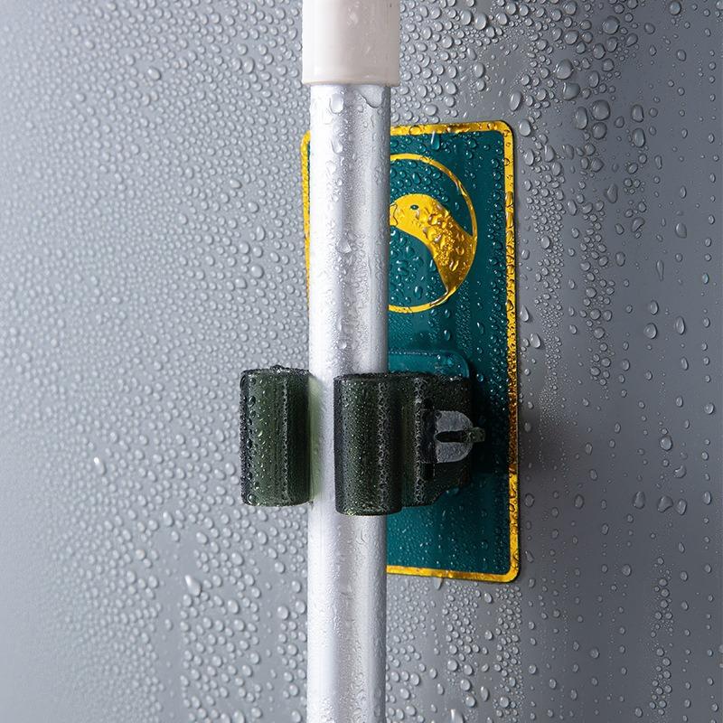 Adhesive Mop and Broom Holder, Wall Mounted Mop Organizer, Punch-Free Broom Gripper for Bathroom, Kitchen Storage