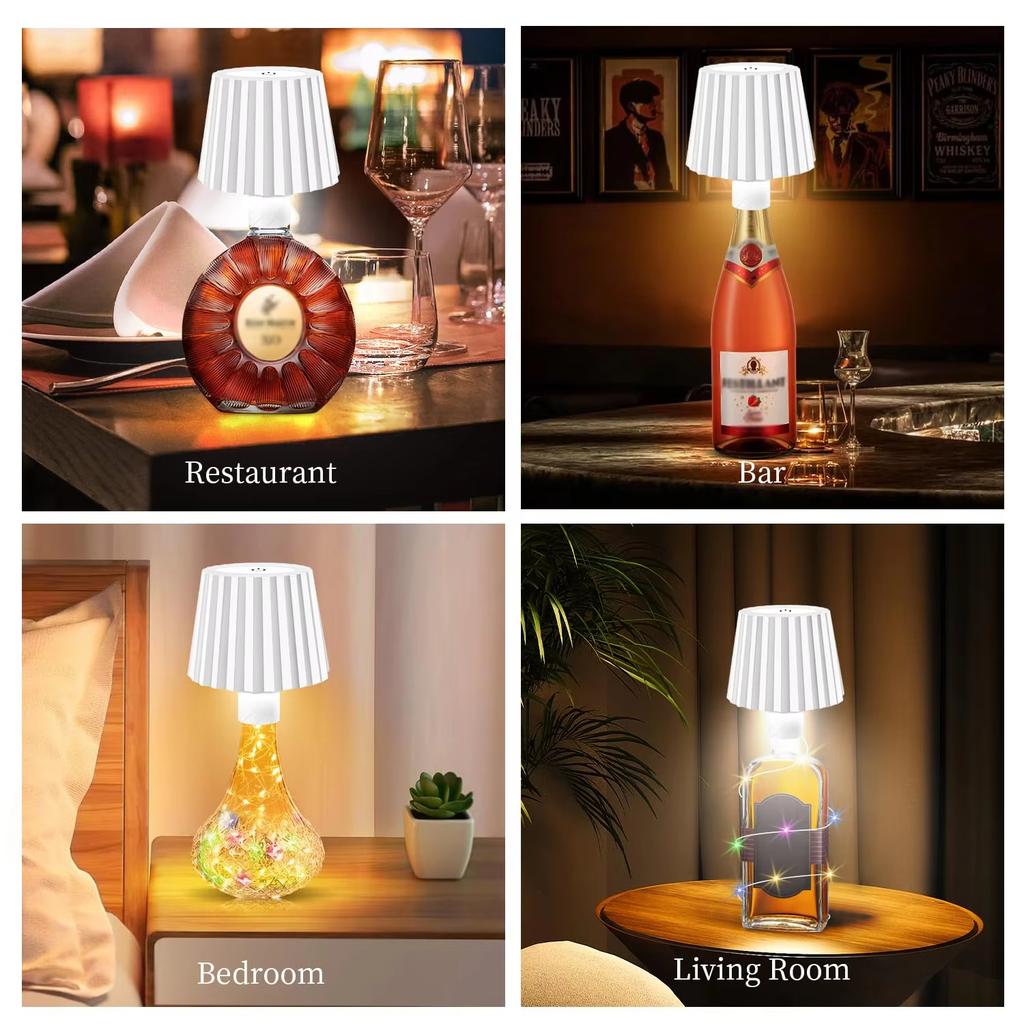 Wireless Wine Bottle Lamp Head Table Lamp Removable Portable Charging Touch Switch Night Light Decor for Bar Cafe Atmosphere