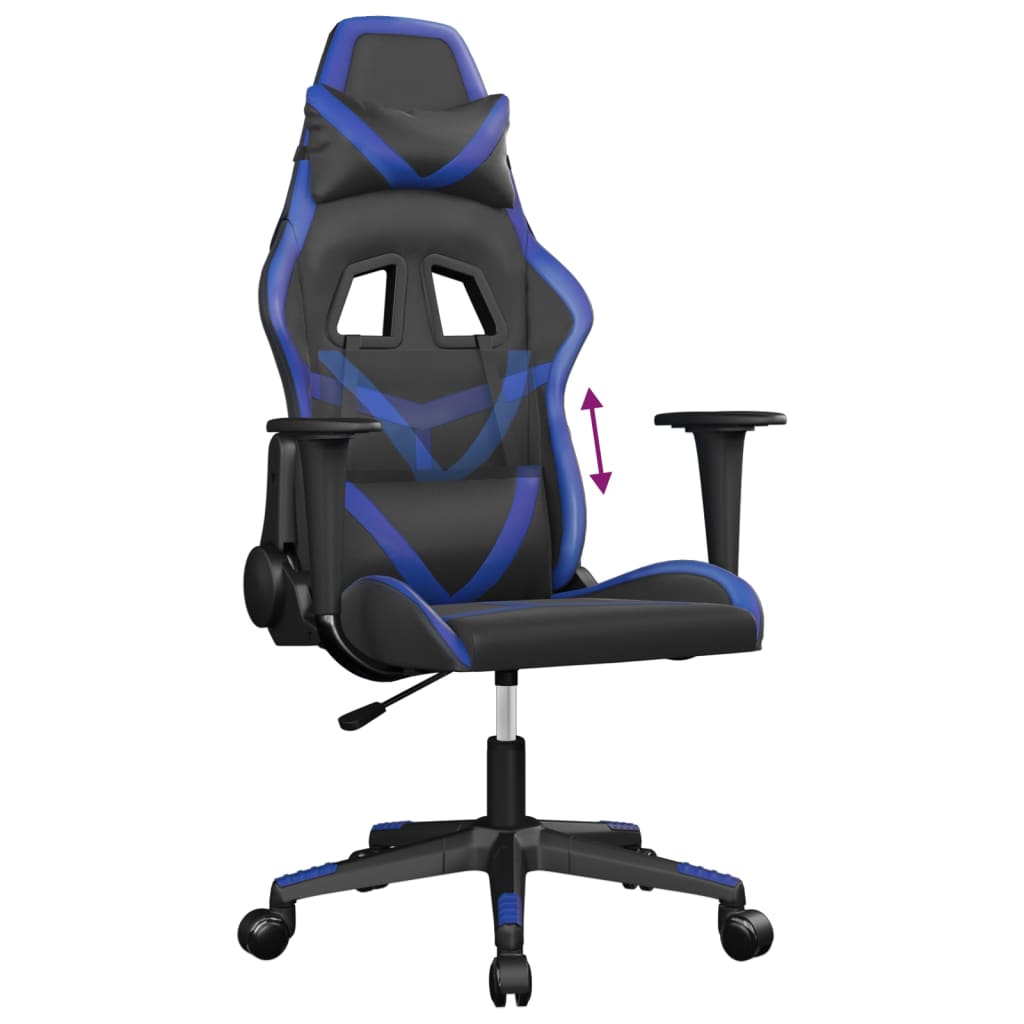 Vidaxl Gaming Chair, Black-Blue, Faux Leather
