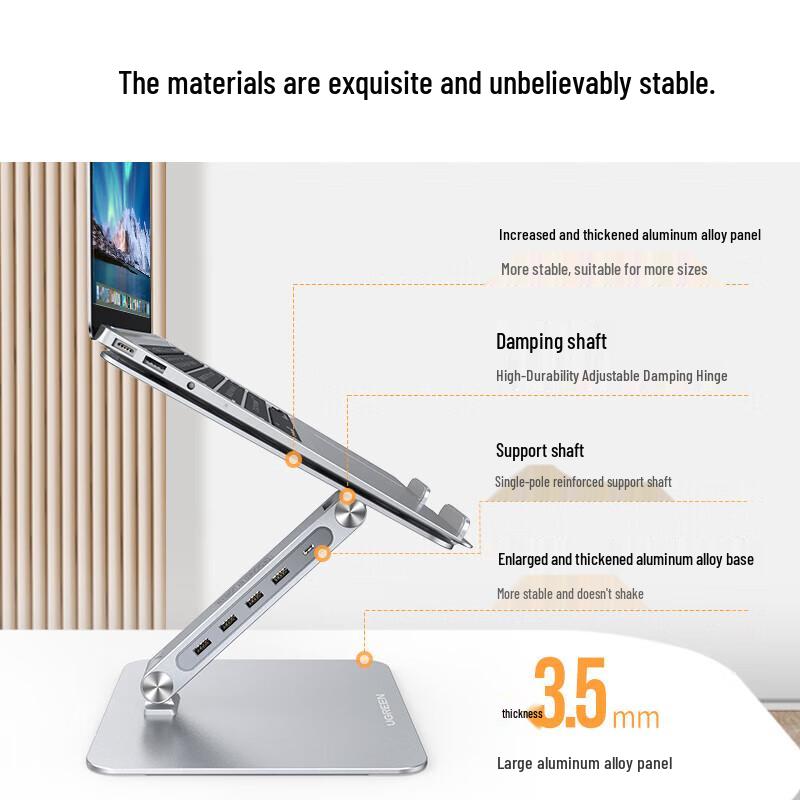 Ugreen Adjustable Cooling Laptop Stand with USB 3.0 Hub