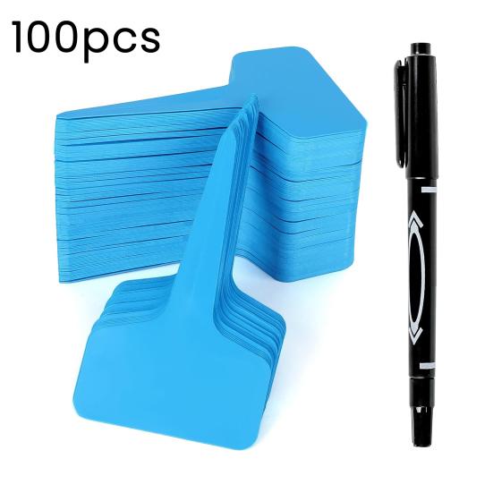 100Pcs T-Type Plant Tags Garden Labels Plastic Plant Marker Tags Waterproof Reusable Plant Labels with Marking