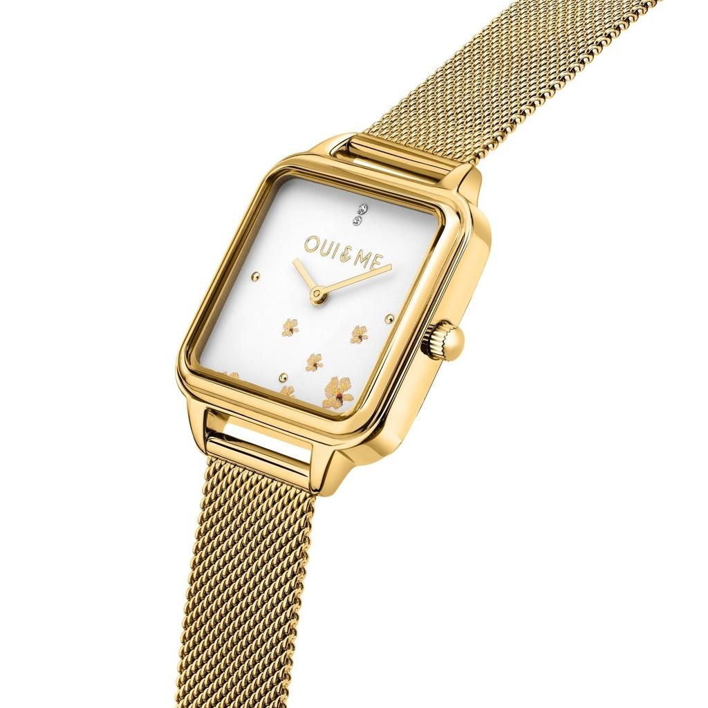 Oui & Me Harmonie Gold Tone Stainless Steel Mesh White Dial Quartz ME010382 Women's Watch