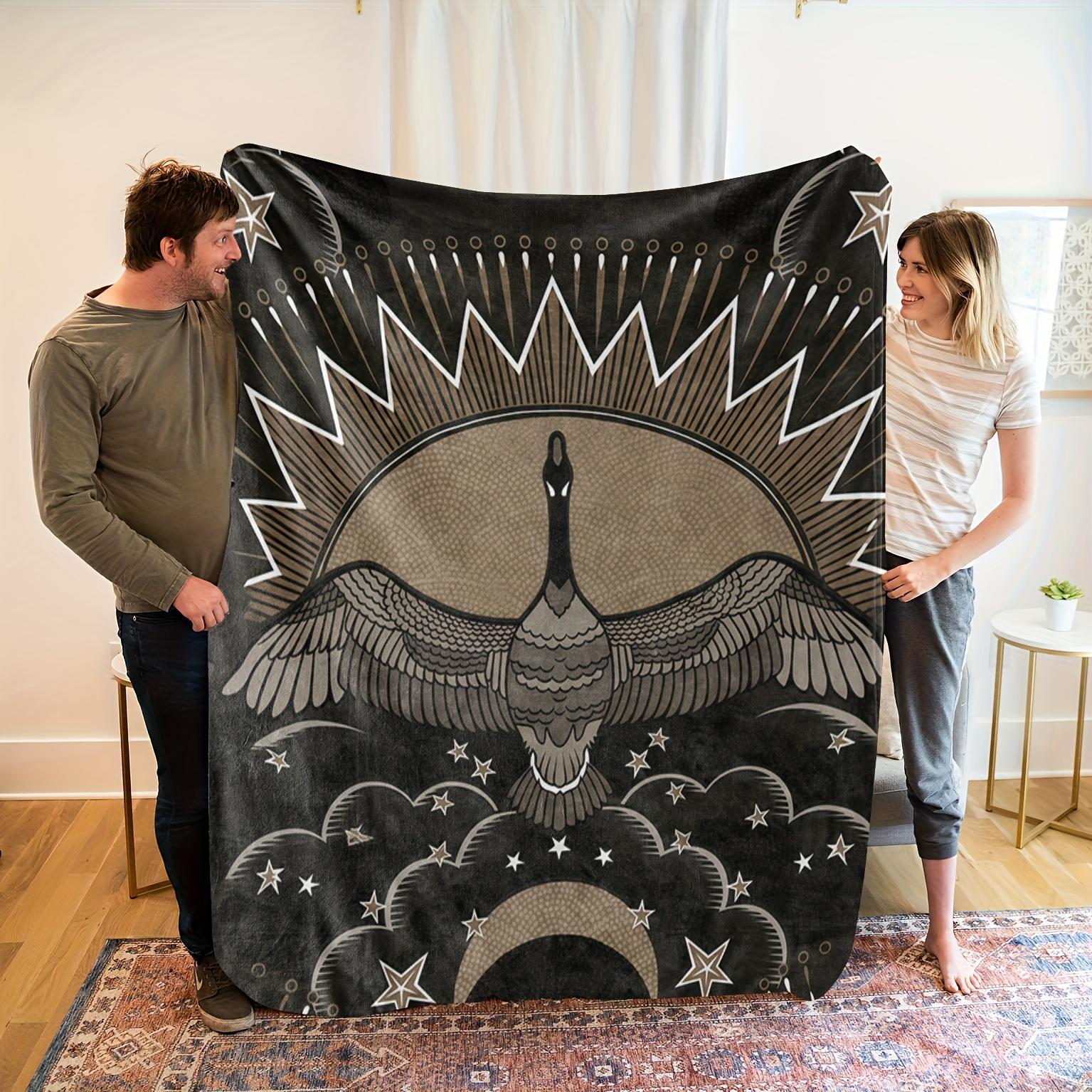 

Cozy Flannel Blanket with Majestic Goose and Sunburst Design - Soft, Breathable Polyester, Perfect for Home Decor or Gift, All-S 130x150cm51x59in