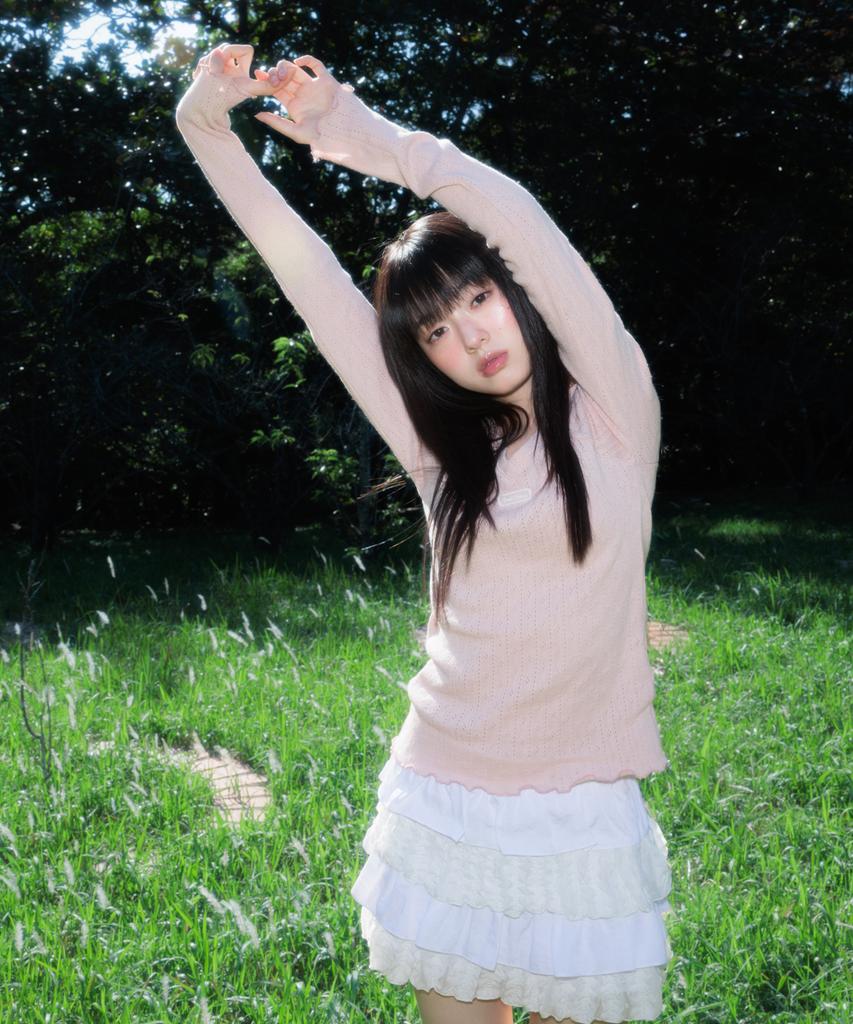 ROSEFRANTZ Lace Label V-Neck Long Sleeve [Pink]