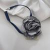 Goth Cloth Big Rose Pendant Choker Blue Rope Necklace for Women Elegant Weave Knotted Bowknot Adjustable Chain Jewelry