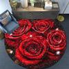 Red Roses Round Area Rug,Carpet Rug for Living Room Bedroom Sofa Playroom Decor,Non-slip Floor Mat