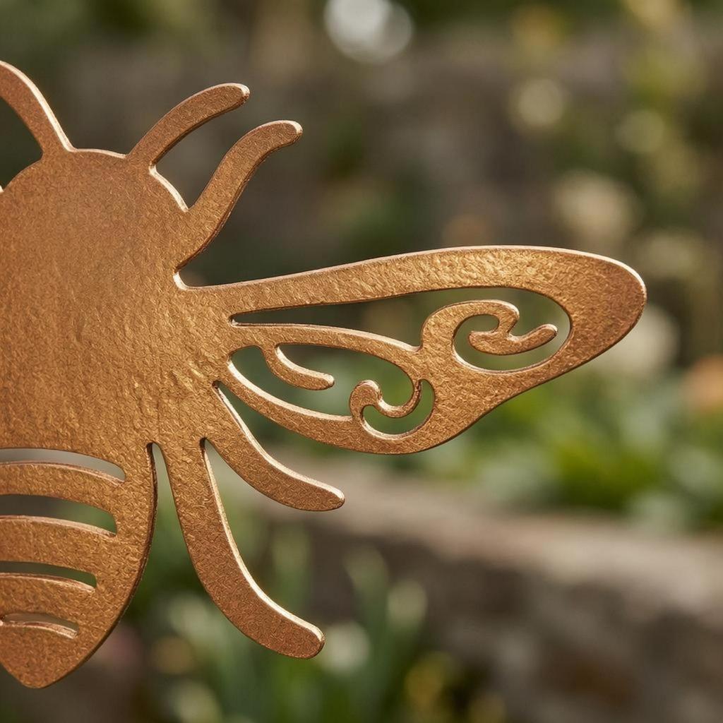 Abeja Metálica Calada Miel Envejecida Abeja de Miel Decoración de Jardín para Maceta