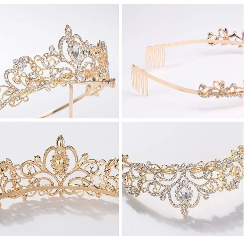 Rhinestones Tiaras For Women And Girls Elegant Crowns With Comb For Wedding Bridal And Party Hair Accessories