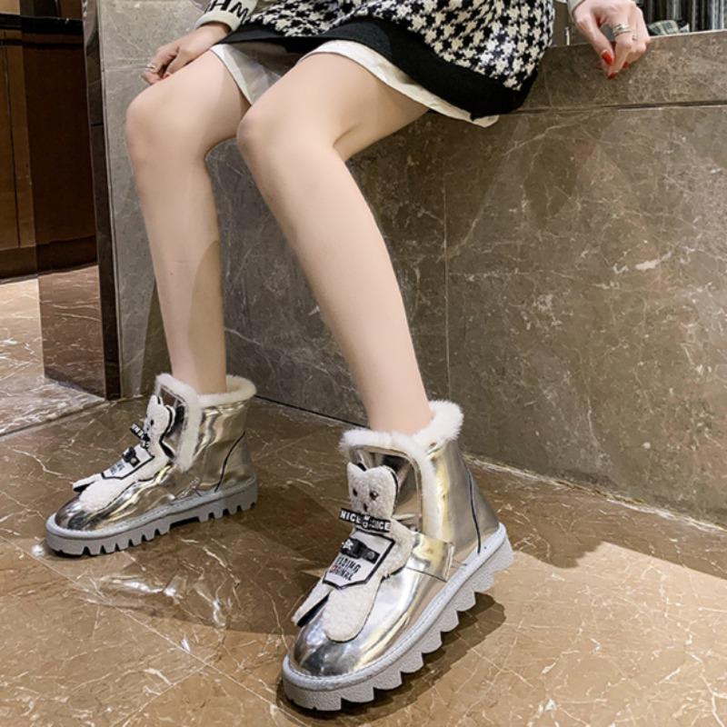 Women's Fashion Flat Snow Boots Winter New Round Head Thick Sole Anti-slip Wear-resistant Short Cotton Boots