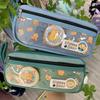 Stylish Double-Layer Canvas Pencil Case for Kids - Cute Badge Design, Large Capacity, Perfect for Primary Students
