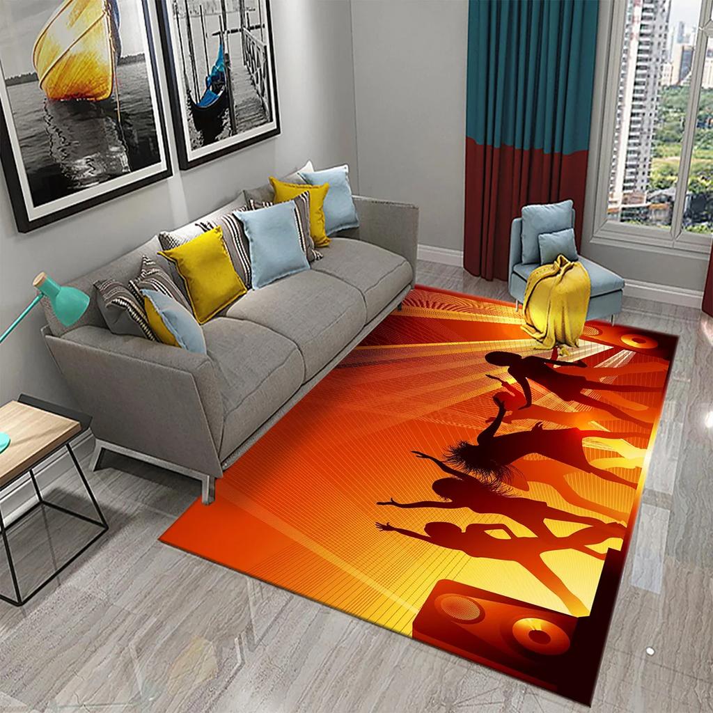 3D Music Note Guitar Instrument Carpet for Living Room Bedroom Large Carpet Bathroom Door Entrance Non-Slip Area Rugs Home Decor