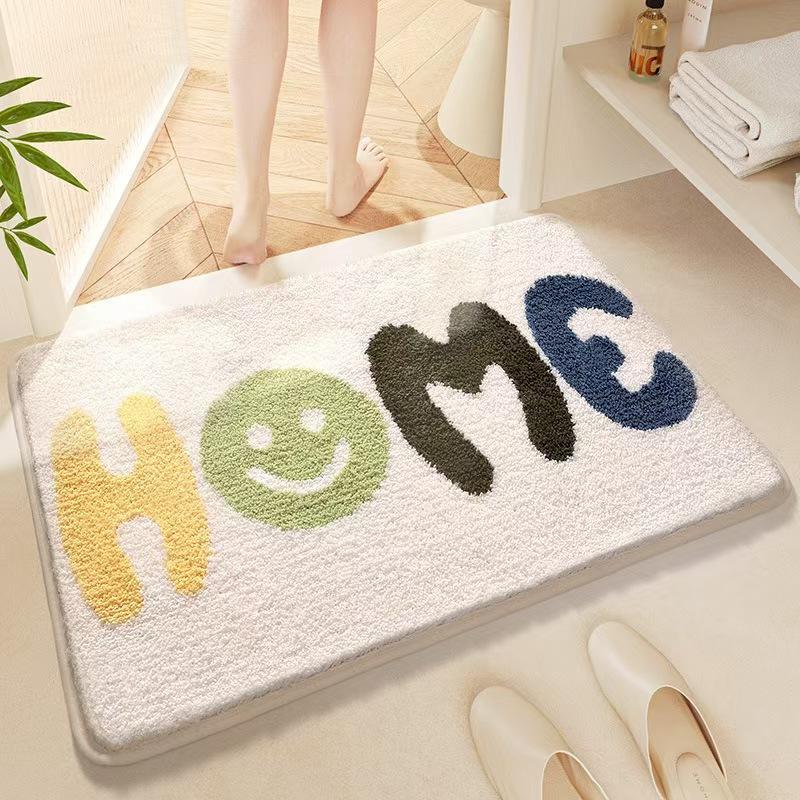 Modern Minimalist Cashmere Skin-friendly Floor Mat, Comfortable and Soft Non-slip Bathroom Floor Mat for Shower Rooms