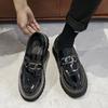 men fashion patent leather shoes slip-on driving shoe wedding party dress black trendy platform loafers  designer footwear