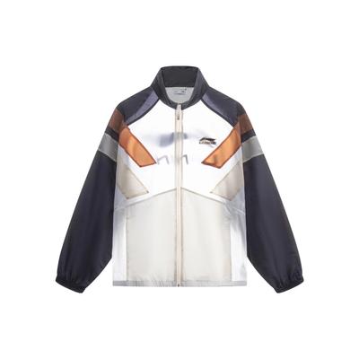Color Block Zip Up Stand Collar Loose Jacket Men Jackets Off-White Black AJDT079-4