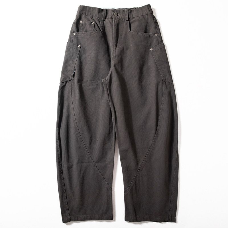Men s Spring and Autumn New Style Heavy Cotton Pants, American Trendy High Street Style, Cool Wide-Leg Loose Long Pants Dark Gray 3XL