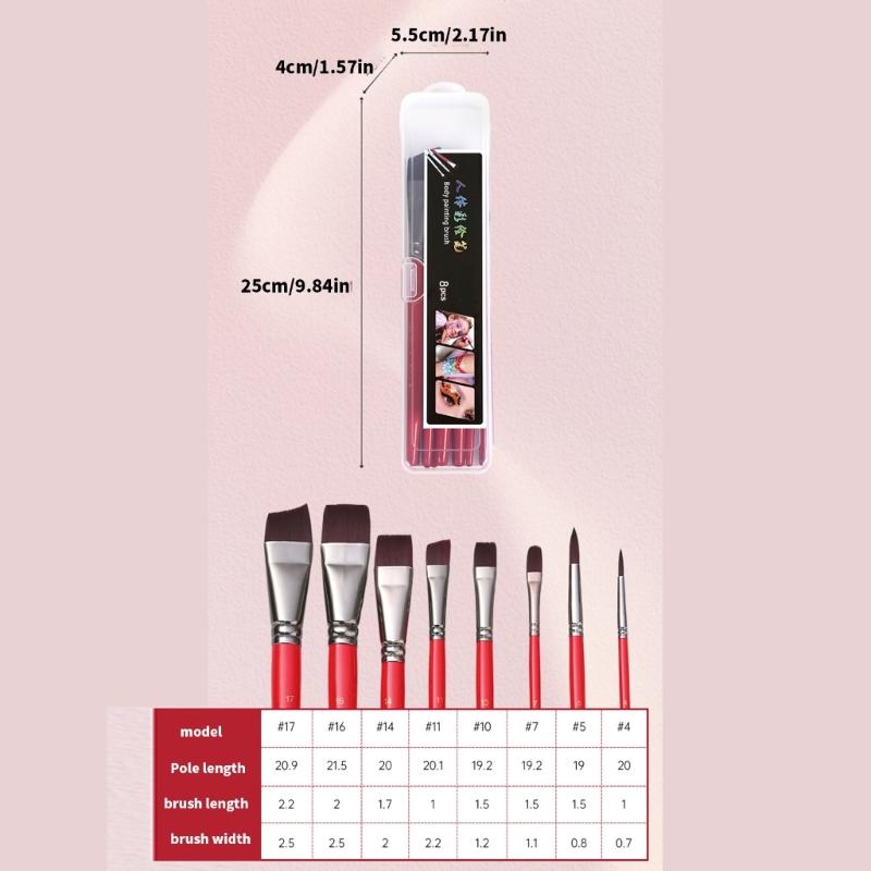 8 Stück Künstler-Pinsel Körperbemalungs-Pinsel Nylonhaar Malpinsel Gesichtsfarbe Pinsel Zeichenbedarf