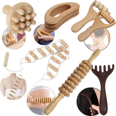 Houten Massageroller voor Thuis Handheld Handmatige Lichaamsmassage Guasha Gereedschap Full-body Hand Duw Triggerpoint Massager Vrouwen Mannen