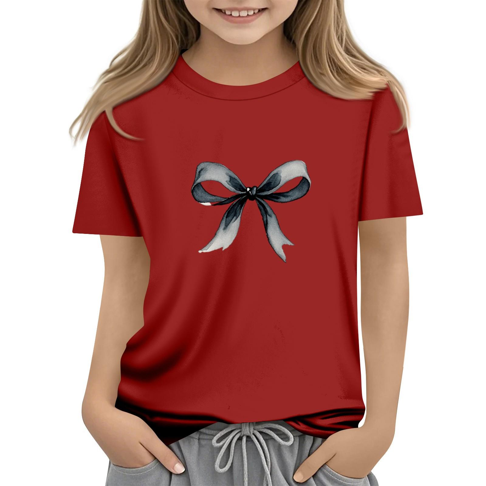 

Children s Daily Casual Short-sleeved Printed Tops T-shirt 120 червоний