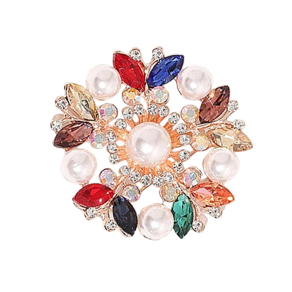 Elegant Crystal Pearl Flower Brooch For Women Vintage Rhinestone Scarf Pin Multi Purpose Jewelry Gift