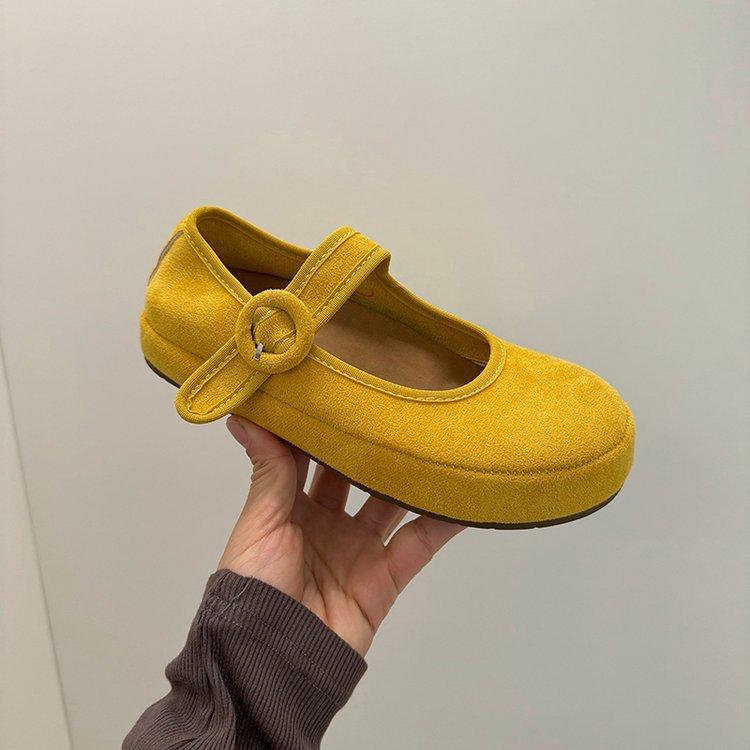 Soft leather version~ niche small floral Mary Jane sweet shallow mouth spring new round head retro soft sole Doudou single shoes