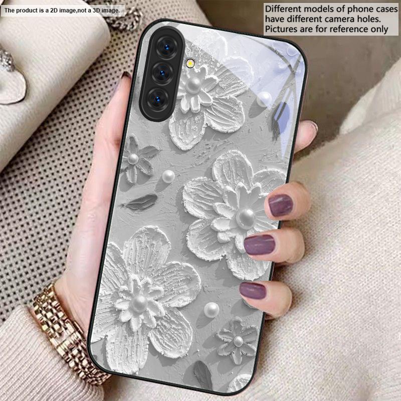 Creme Reis Weiße Blüten Für Samsung S26 S22 S8 S9 S10 S20 Ultra S21 Pro S22 Plus S23 FE S24Ultra S25 Edge S24+ Glas Handyhülle