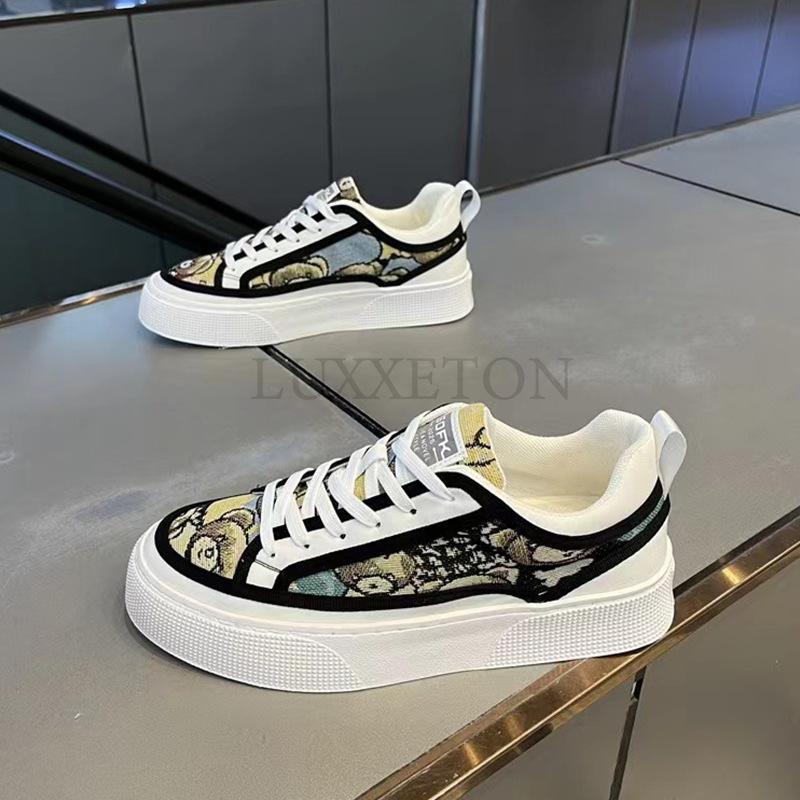 Buty Męskie Nowe Oddychające Drukowane Płócienne Buty Męska Moda Wszechstronne Męskie Sportowe i Codzienne Buty na Deskę