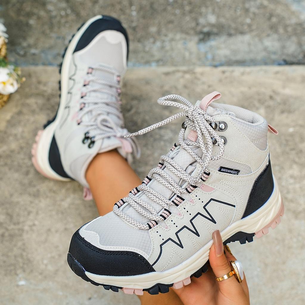 Chaussures de Randonnée Homme Extérieur Lacets Montantes Antidérapantes Décontractées Chaussures de Sport Femme Plates Respirantes Amortissantes Chaussures Homme Femme