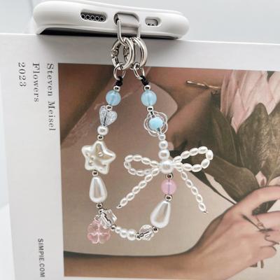 HERLOOK Bowknot Phone Charm Star Heart Beads Chain Y2K Aesthetic Accessories Double Clasp Cell Phone Lanyard Decoration