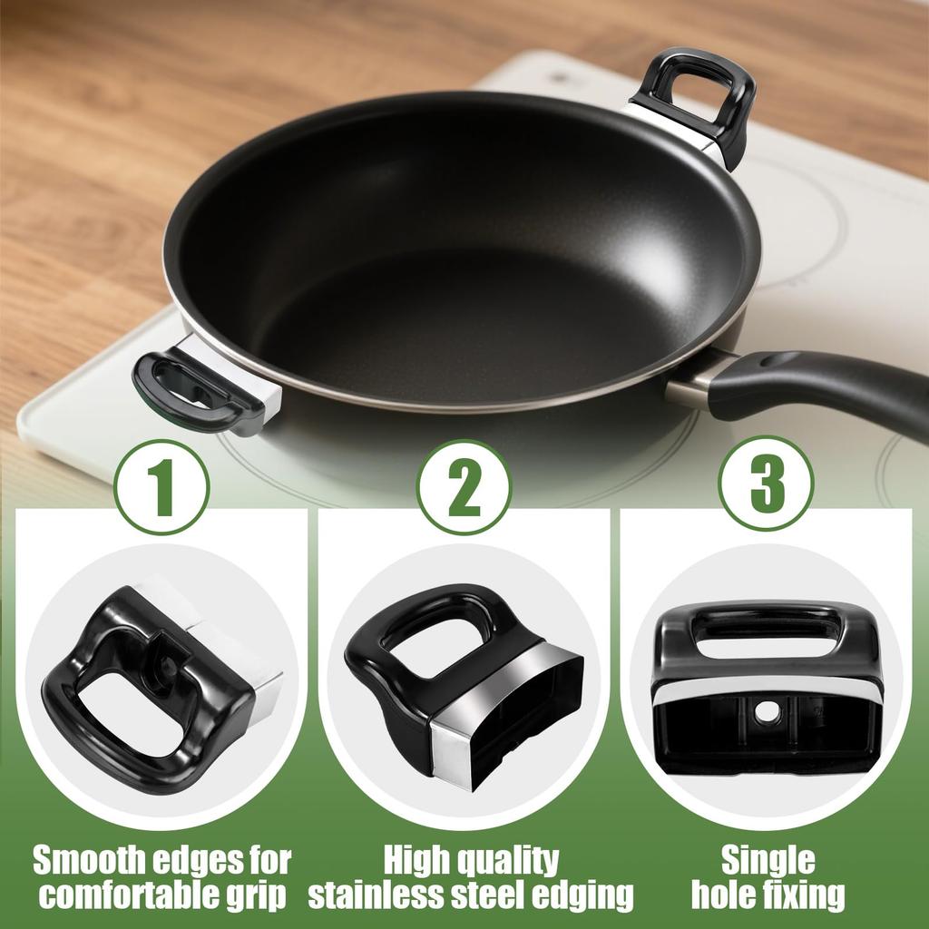 Replacement Pot Handle 2 Pack Bakelite Universal Short Side Grip   Easy Install Sturdy Cookware Accessory for Home Kitchen
