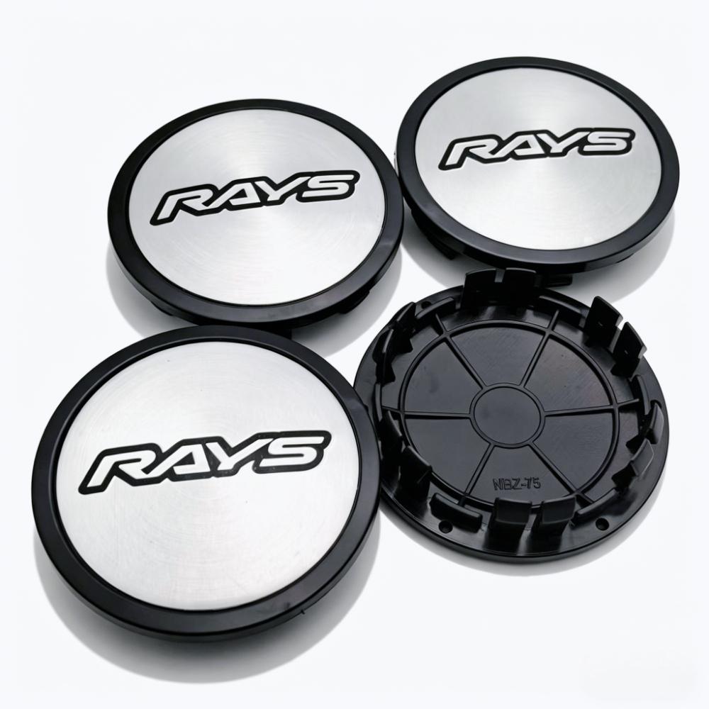 4 piezas/Set 75 mm / Clips 65 mm Emblema Insignia Logo Rays Tapacubos Centrales de Rueda de Coche Tapa de Cubo de Rueda Tapa de Cubo de Llanta Reemplazo Accesorios para Coche
